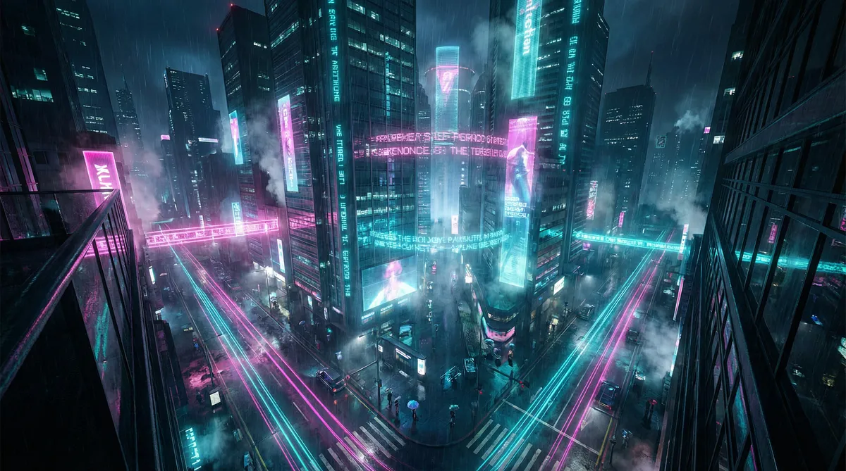 楠楠的暴露 竖屏短剧平台首页背景 - 赛博朋克都市夜景